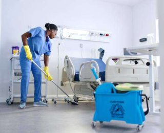 woman cleaning at the hospital